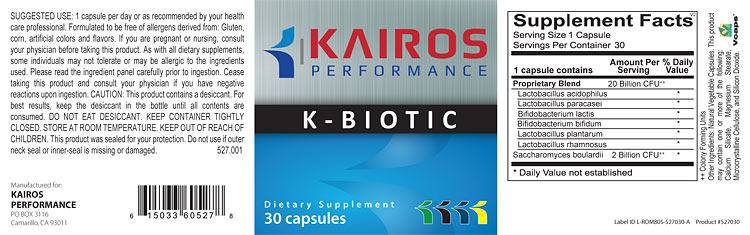kairos performance k-biotic label 30 capsules