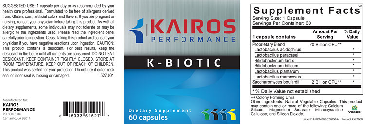 kairos performance k-biotic label 60 capsules