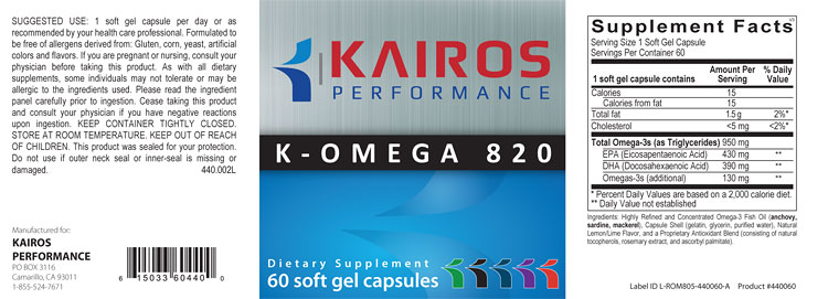 kairos performance k-omega 820 60 capsules label